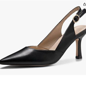 Rilista Women's Slingback Kitten Heels Closed Pointed Toe Black Sz 8
